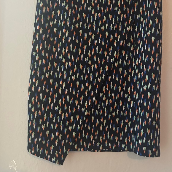 Anthropologie Debra Blue Patterned Pencil Faux Wrap Skirt - Picture 7 of 7